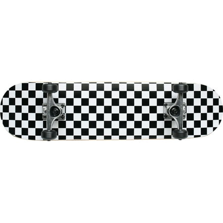 Checker Black/White Pro Complete Skateboard 7.75 Black Wheels Raw