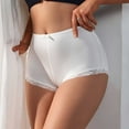 thumbnail image 6 of High Waisted Underwear for Women, Lace Trim Full Coverage Ladies Panties Stretch Briefs Sleepwear, White, X-Large, 6 of 8