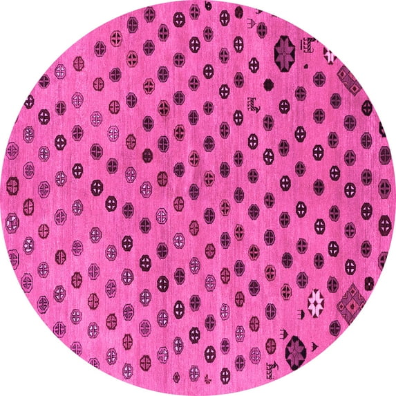 Ahgly Company Indoor Round Oriental Pink Modern Area Rugs, 8' Round