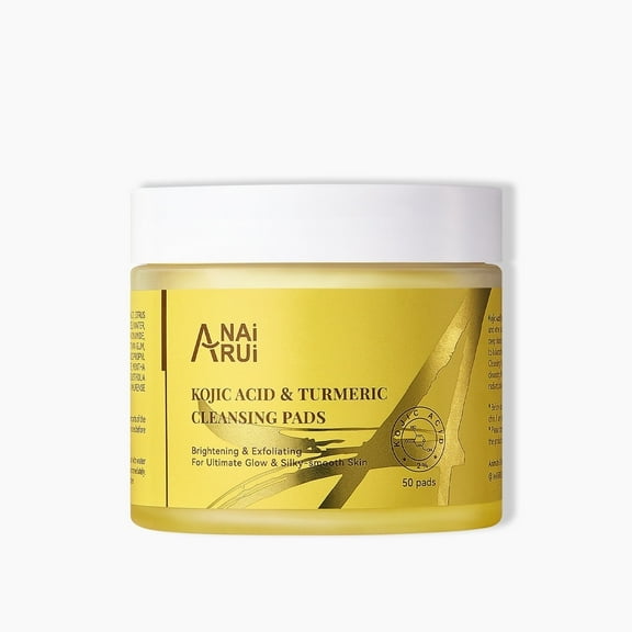ANAI RUI Turmeric Kojic Acid Exfoliating Cleansing Pads, Deep Cleansing Brightening Pads, Exfoliating Scrub Pad for Face and Body, Acne Treatment, Skin Tone Evening,50 PCS