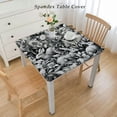 thumbnail image 2 of nygtbtfer Table Cloth, Fitted Tablecloths with Elastic Edge, Wipeable Table Cover for Kitchen Wedding Black White Sketch Flowers Simple White, 2 of 7