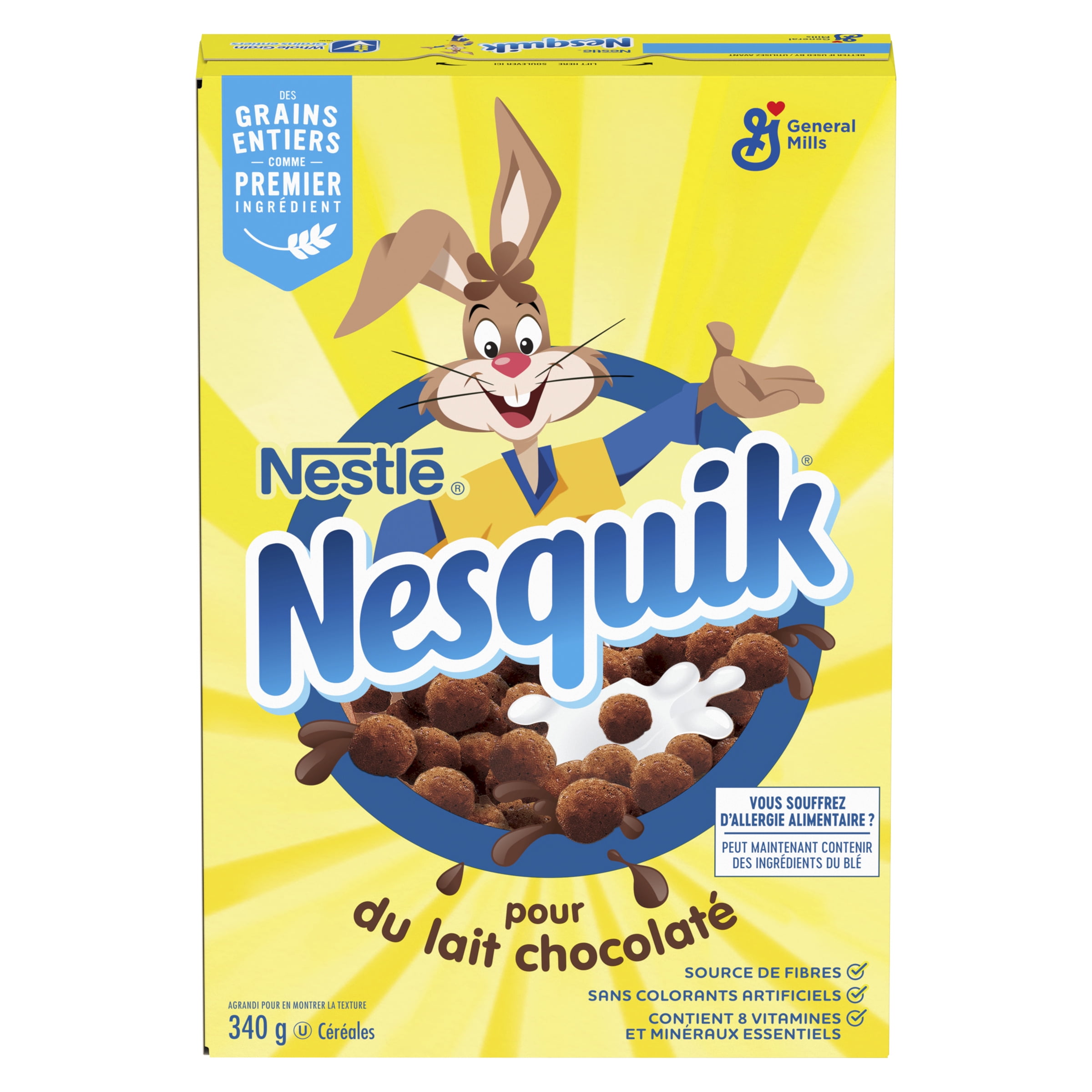 Nesquik Chocolate Breakfast Cereal, Whole Grains and Fibre, 340 g, 340 g