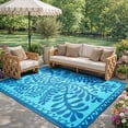 thumbnail image 3 of SUNDEREY 8’X10’Outdoor Rug for Patio,Waterproof Beach Mats, Seaweed Pattern Plastic Straw Outdoor Rugs for RV Patio Deck Beach Porch Backyard,Blue, 3 of 9