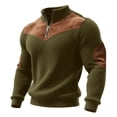 thumbnail image 3 of Sweatshirts For Men Quarter Zip Solid Color Casual Loose Fit Crew Neck Shirts Comfortable Soft Long Sleeve Pullover Tops Spring Fall Outfits Clothes Green L, 3 of 4