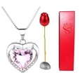thumbnail image 3 of SPRING PARK Pendant Necklace, Heart Shape Rhinestone Pendant Necklace with Storage Box Rose Valentine Gift Set, 3 of 7