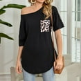 thumbnail image 3 of SWSMCLT Women's Cotton T Shirt Cheetah Printed Baggy Oversized Spring Casual Tees Tunic Shirt Soft Lightweight Summer Top Cool Loose Fit Black XX-Large, 3 of 5