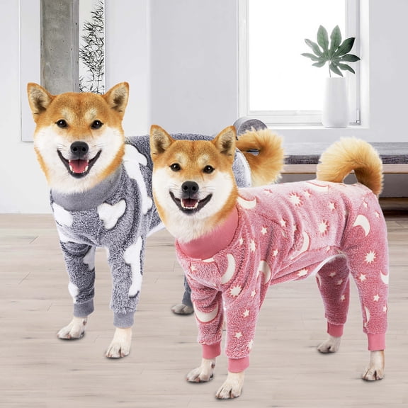 Pet Jumpsuit Printing One Piece High Elasticity Soft Comfortable Keep Warm Flannel Bone Pattern Pet Pajamas for Indoor