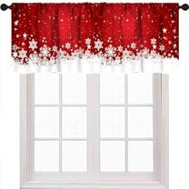 Christmas Kitchen Valances,Red Winter Snowflakes Xmas New Year Merry Christmas Rod Pocket Small Short Window Treatments Drapery for Bathroom Cafe Living Room Bedroom,1 Piece,54x18 inch