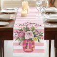 thumbnail image 3 of Table Runners 72 Inches Long Dress Scarves, Valentine's Day Farmhouse Kitchen Table Runner, Coffee Tablerunners, Roses Flowers Pink Stripes Country 16x72 Inch, 3 of 9
