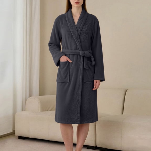 Ynynloco Robes for Women - Super Bathrobe Soft Cozy Fleece Womens V Neck Kimono Robe Plush Long Bathrobe