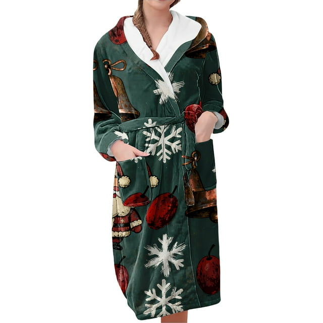 Peignoirs pour Femmes Peignoir Long Chaud Tendance à Manches Longues d'Hiver Pyjama Robe de Nuit