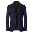 thumbnail image 1 of Blazer de negocios para hombre, traje formal de dos botones con botonadura sencilla, abrigo deportivo, azul marino medio Unique Bargains Blazer, 1 of 6