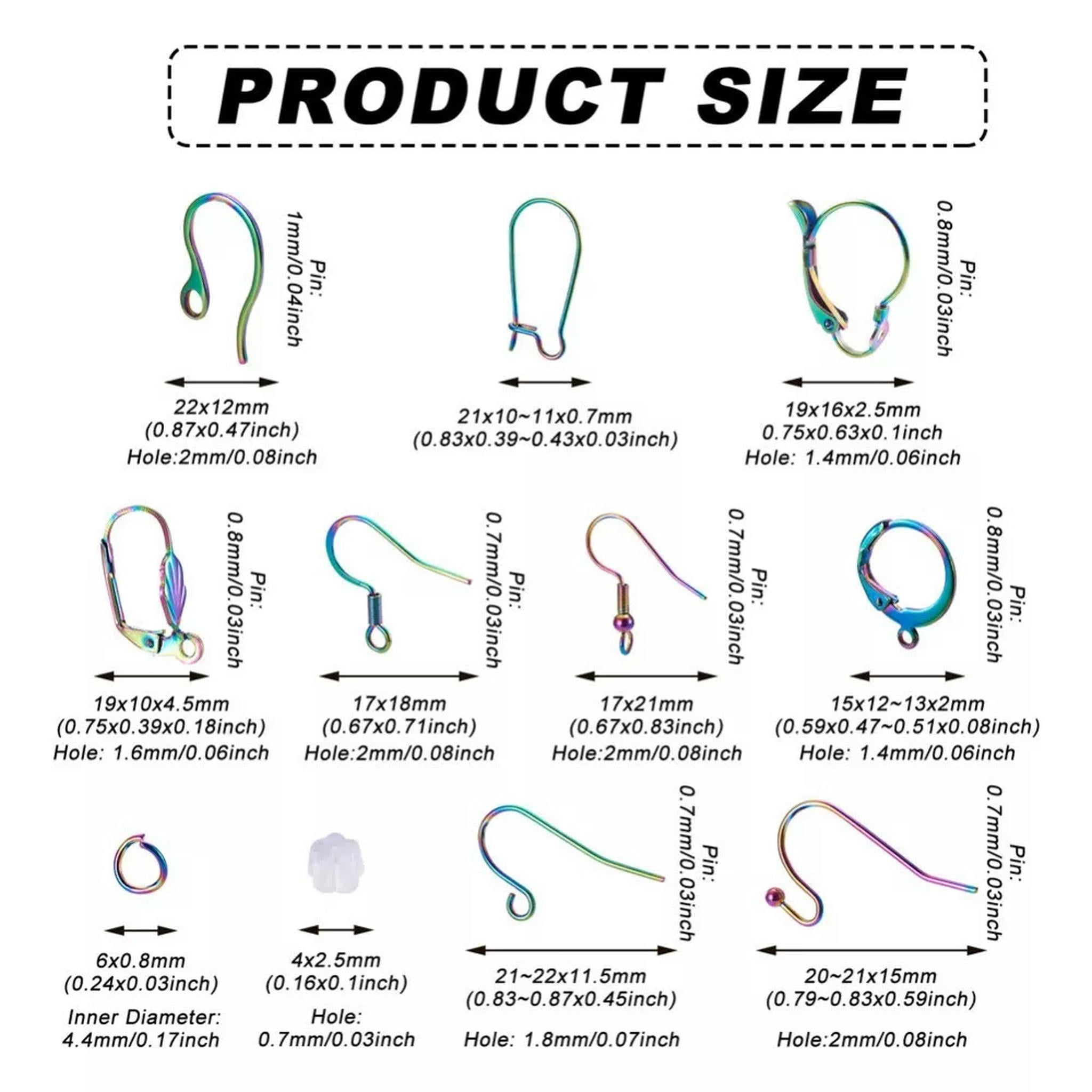 U8MO 1 Box Rainbow Color Leverback Earring Hoop Earring Hooks DIY Jewelry Making Kits