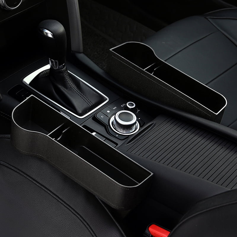 BORUIMA Car Seat Gap Filler,2 Pack Leather Multifunctional Car Seat Organizer with Cup Holder Side Storage Box 