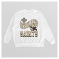 thumbnail image 4 of Women's Gameday Couture  White New Orleans Saints Oversized Hard Earned Premium Fleece Pullover Sweatshirt, 4 of 4