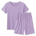 thumbnail image 1 of Birdeem Blouses pour Femmes Ensemble de Vêtements de Maison à Col Rond Manches Courtes avec Coussin de Poitrine et Shorts, 1 of 10