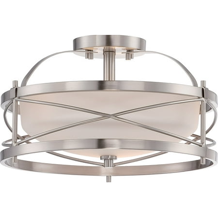

Semi Flush 2 Light With Brushed Nickel Finish E12 Incandescent 14 inch 200 Watts