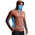 thumbnail image 2 of Inglocry UPF 50 Long Sleeve Men Fishing Hoodie with Face Mask Sun Protection Shirt Lightweight Quick Dry UV Rash Guard Shirts Light Brown M, 2 of 4