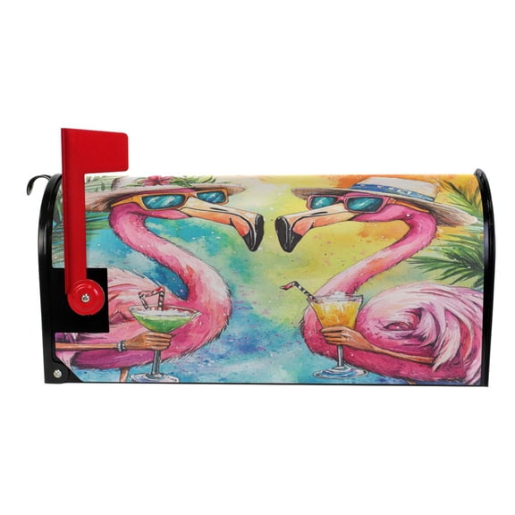 Wobogo Summer Flamingos Mailbox Cover Magnetic for Garden Yard Home Decor Standard Size 25.4×20.78in