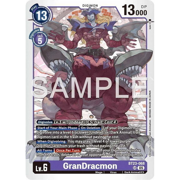 Digimon Hackers' Slumber Super Rare GranDracmon BT23-068