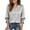 *Gray, variant on ClodeEU Women's Satin V Neck Ruff Cuff 3/4 Sleeve Button Down Blouse, Casual Silky Work Shirt Top Beige,Women's Plus L