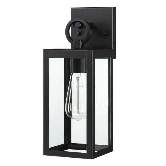 1-Light Vintage Outdoor Wall Light Matte Black Porch Light Wall Mount Outdoor Lighting Waterproof Clear Glass Shade