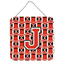 Letter J Football Scarlet and Grey Wall or Door Hanging Prints