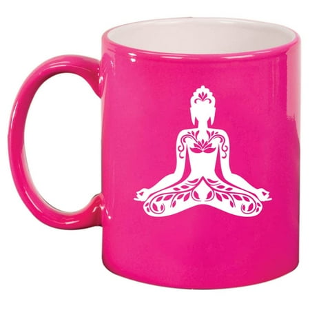 

Buddha Yoga Lotus Ceramic Coffee Mug Tea Cup Gift for Her Him Men Women Sister Wife Husband Girlfriend Boyfriend Friend Mom Dad Cute Birthday Housewarming Meditation (11oz Hot Pink)