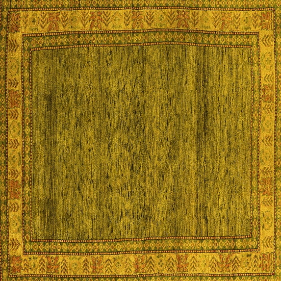 Ahgly Company Indoor Square Abstract Yellow Modern Area Rugs, 8' Square