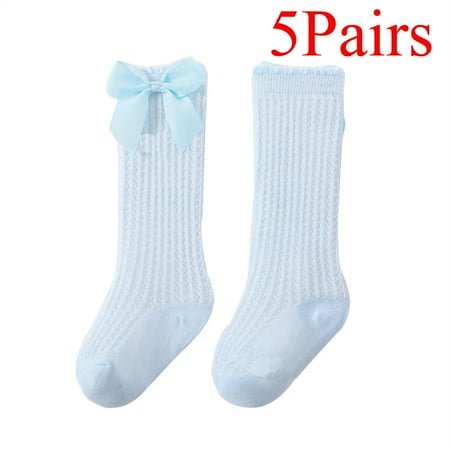 

Baby Girls Bow Knee High Mesh Cotton Newborn Socks(5Pairs)