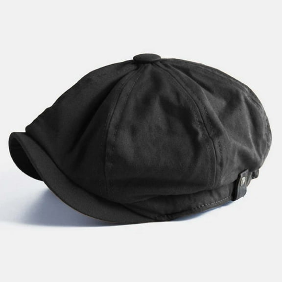 AKEGAMN Unisex Adjustable British Retro Newsboy Beret Cap, Black One Size