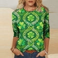 thumbnail image 1 of Xuyuer St Patricks Day Shirt Women Irish Shamrock 3/4 Sleeve Tshirts St Paddys Day Tee Tops St. Patrick's Day T-Shirts Crew Neck Spring Graphic Tee Tops Fashion Casual Pullover T-Shirt Top, 1 of 5