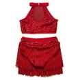 thumbnail image 3 of Women and Girls Sleeveless Crop Tops with Tassel Skirt Set for Latin Jazz Ballet Dancewear, 3 of 10