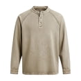 thumbnail image 4 of Afdoent Men's Polo Shirts Timeless Washed Long Sleeve Shirt For With Classic Crew Neck And Button Placket Fashion, 4 of 4