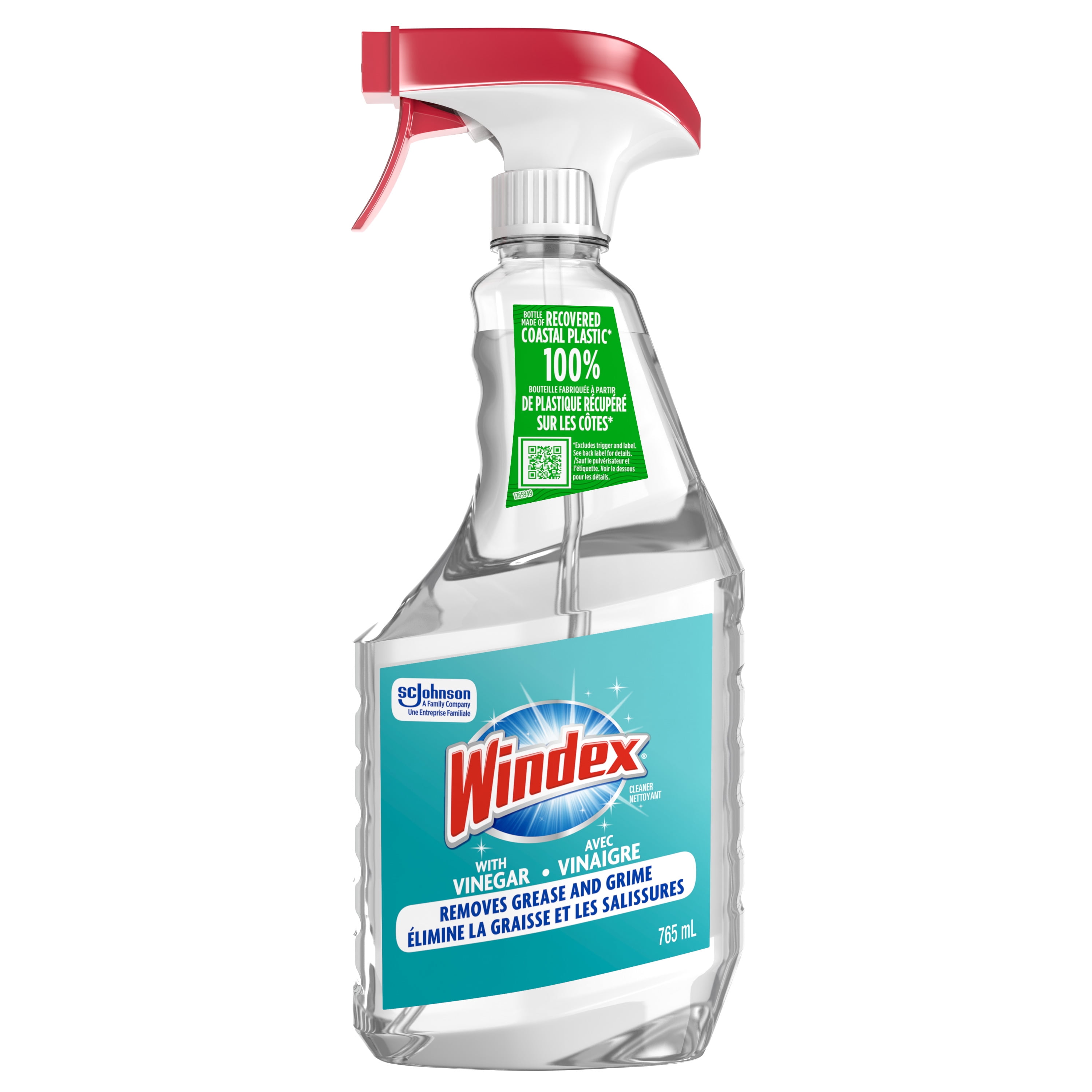 Windex Multi Surface Cleaner with Vinegar, Multi Purpose Cleaner, Glass Cleaner, 765ml