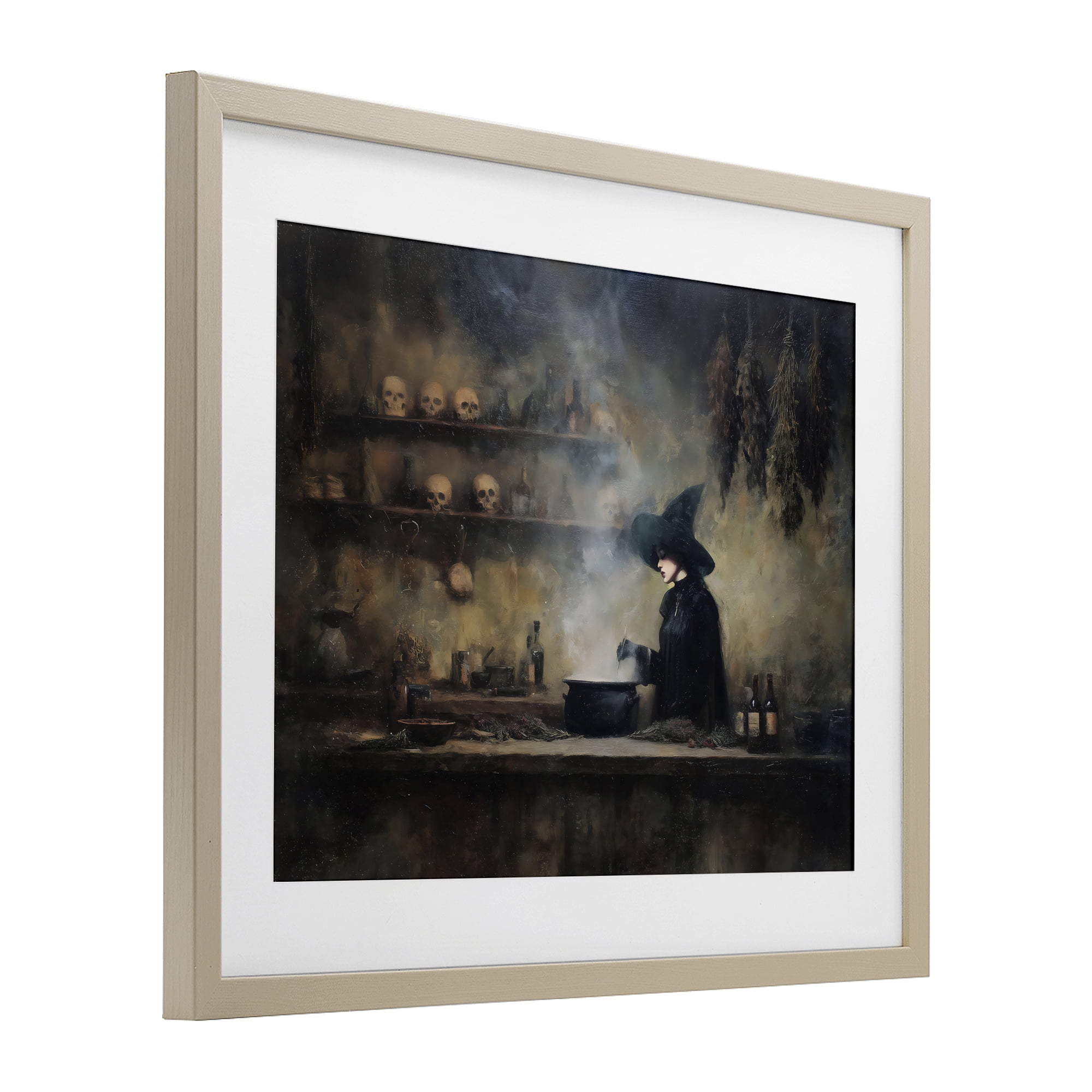 Witch's Cauldron Brew Birch Framed Print Under Glass, design by Arlington Prints