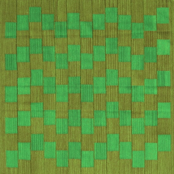 Ahgly Company Indoor Square Abstract Green Contemporary Area Rugs, 5' Square