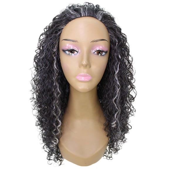 LUXLUXE Makayla Curly Body Waves 22 in Long Half Wig Full Cap Wig, Heat Resistant Fibers