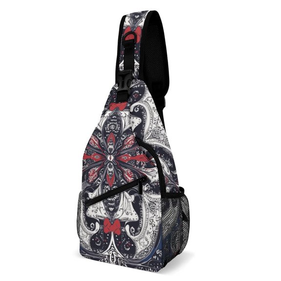 Twill Chest Bag Pack Unisex – Multi‑Pocket with Mesh Side Pockets Adjustable Strap – Bandana Paisley