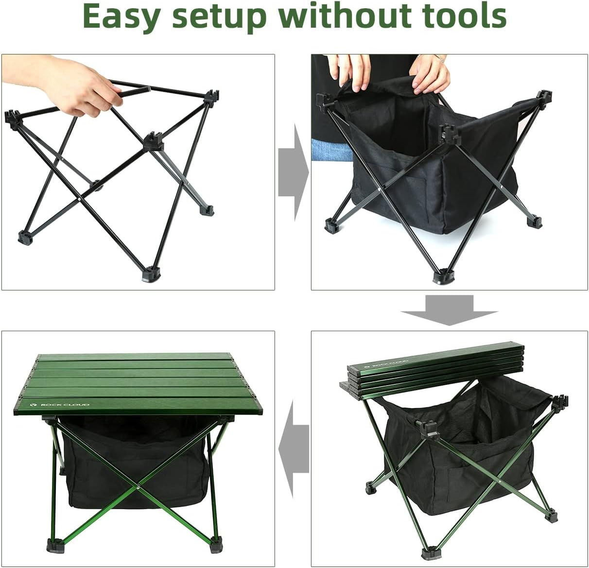 Ultralight Folding Camping Table, Aerospace Aluminum Backpacking Table with Detachable 600D Poly Storage Bag, Upgraded Nylon Hinges Supports 60 LBS for Hiking Fishing Picnic Beach