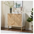 thumbnail image 2 of White Storage Cabinet with Doors, Modern Buffet Sideboard for Living Room - Accent Cabinet for Dining Room & Entryway, Herringbone Design MDF+Metal, 2 of 9
