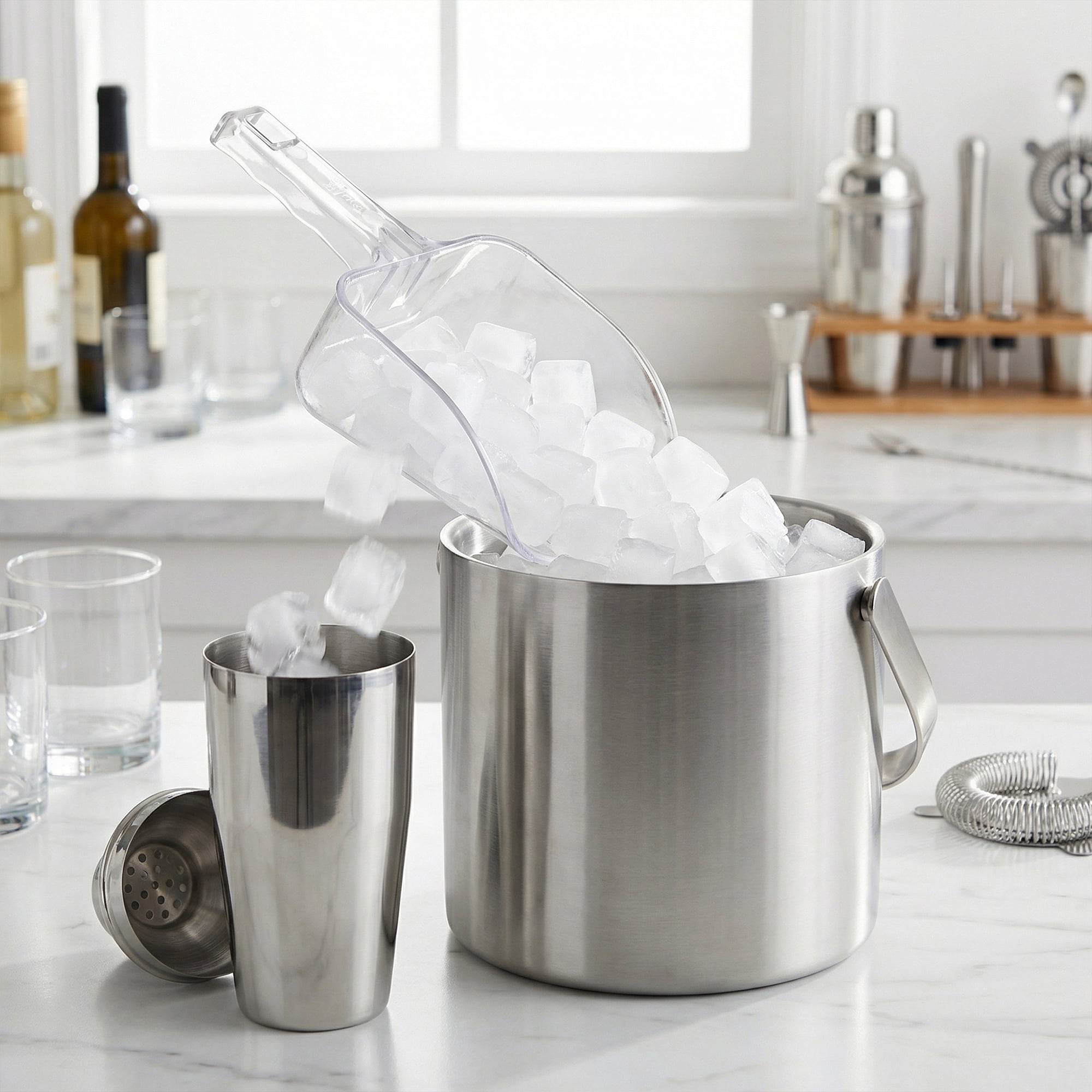 Unique Bargains Easy Clean Plastic Kitchen Use Ice Scoop Clear-3PCS 11.2*5.1inch
