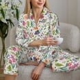 thumbnail image 5 of KLL Rabbit And Butterfly Print Women's Long Sleeve Pajamas with Pants Sleepwear Loungewear 2 Set-Large, 5 of 7
