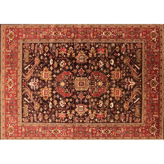 Ahgly Company Indoor Rectangle Oriental Orange Industrial Area Rugs, 8' x 10'