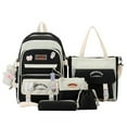 thumbnail image 1 of 5pcs Canvas Backpacks Badge Cute Pins Pendant Student Bagpack Combo Set (Blue), 1 of 10