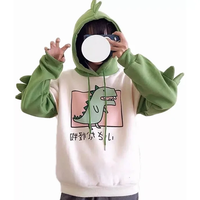 Sudadera Con Capucha De Dinosaurios Manga Larga Para Mujer