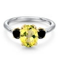 thumbnail image 3 of Gem Stone King 10K Two Tone Gold Canary Mystic Topaz and Black Diamond Engagement Ring for Women | 2.54 Cttw | Oval 9X7MM | Gemstone November Birthstone | Size 5, 3 of 6