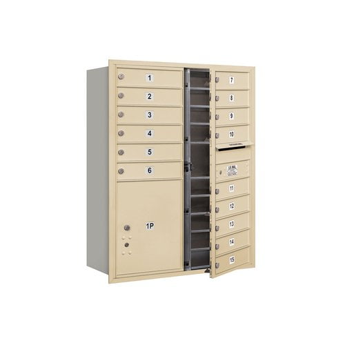 4C Horizontal Mailbox - 11 Door High Unit - Double Column - 15 MB1 Doors / 1 PL5 - Sandstone - Front Loading - Private Access