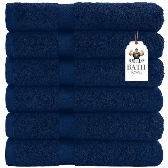 Paquete de 6 toallas de baño HERCULEAN Premium, 60 x 120 cm, color azul marino