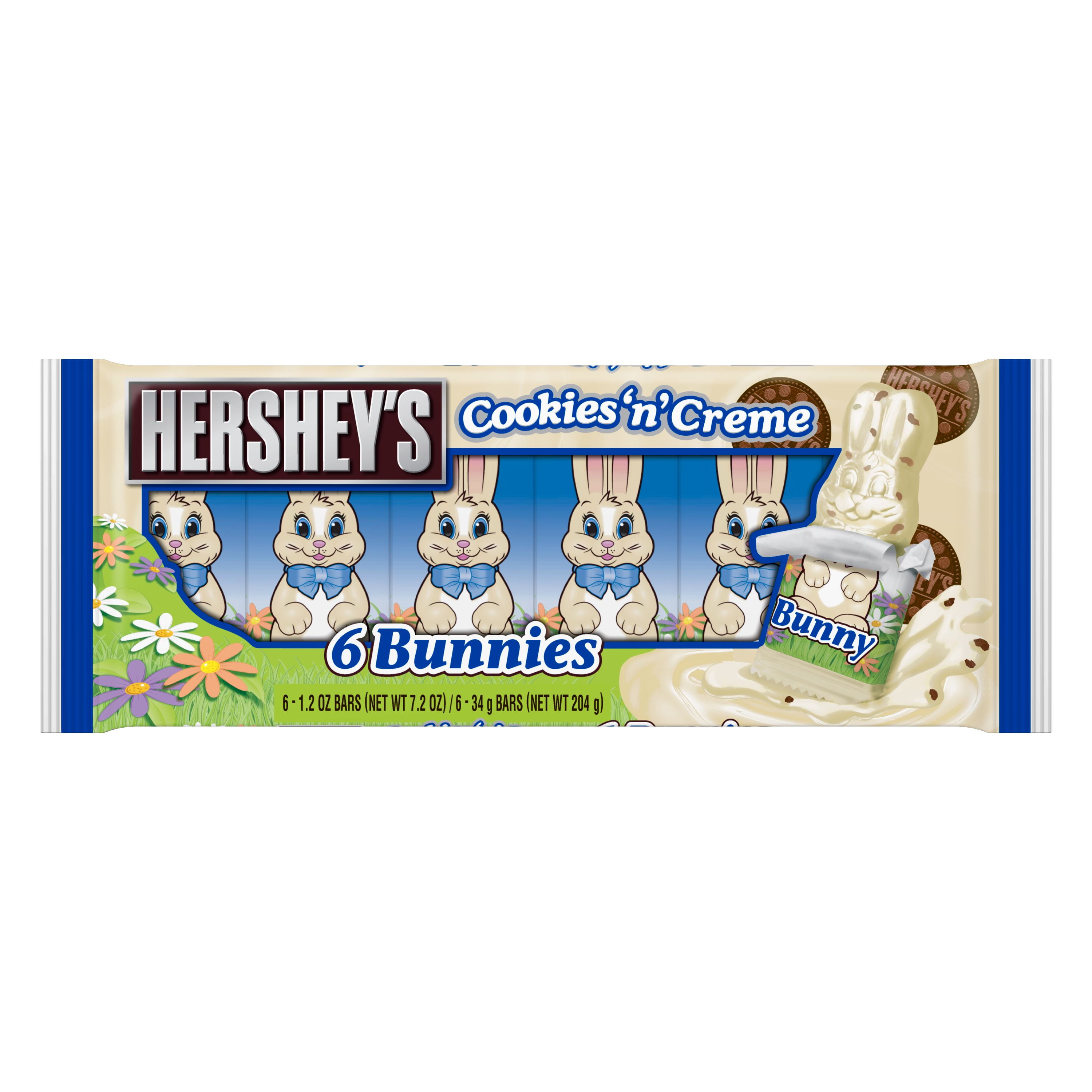 HERSHEY'S, Cookies 'n' Crème Bunnies Candy, Easter, 7.2 oz, Pack, 6
